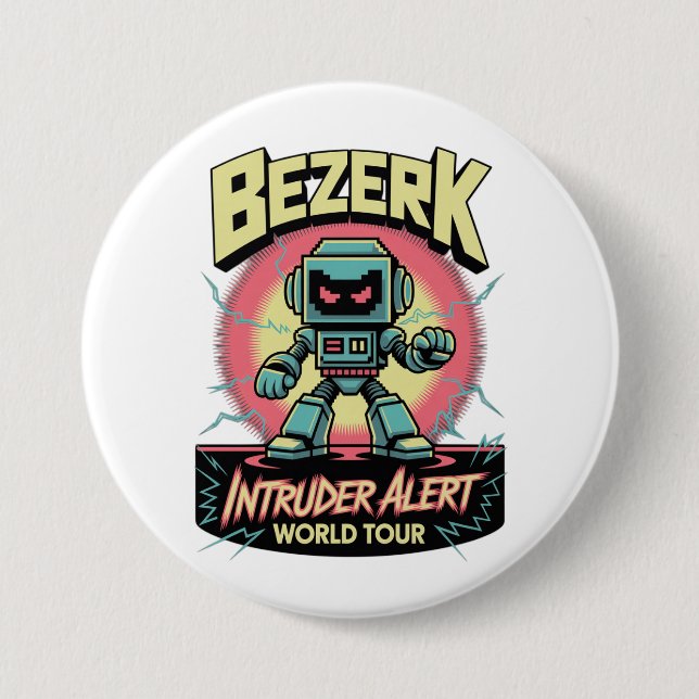 Bezerk Intruder Alert World Tour Retro Arcade  Knapp (Framsida)