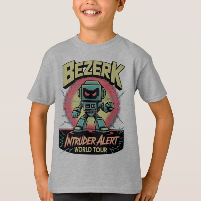 Bezerk Intruder Alert World Tour Retro Arcade  T Shirt (Framsida)