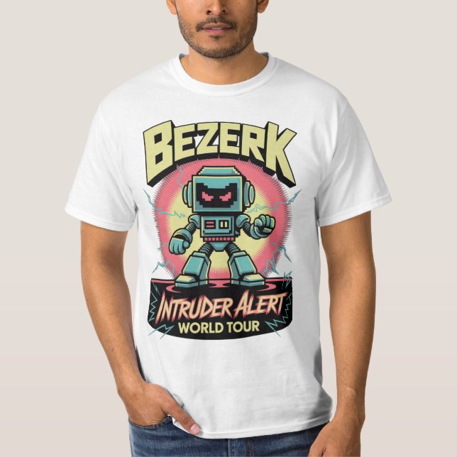 Bezerk Intruder Alert World Tour Retro Arcade  T Shirt (Framsida)