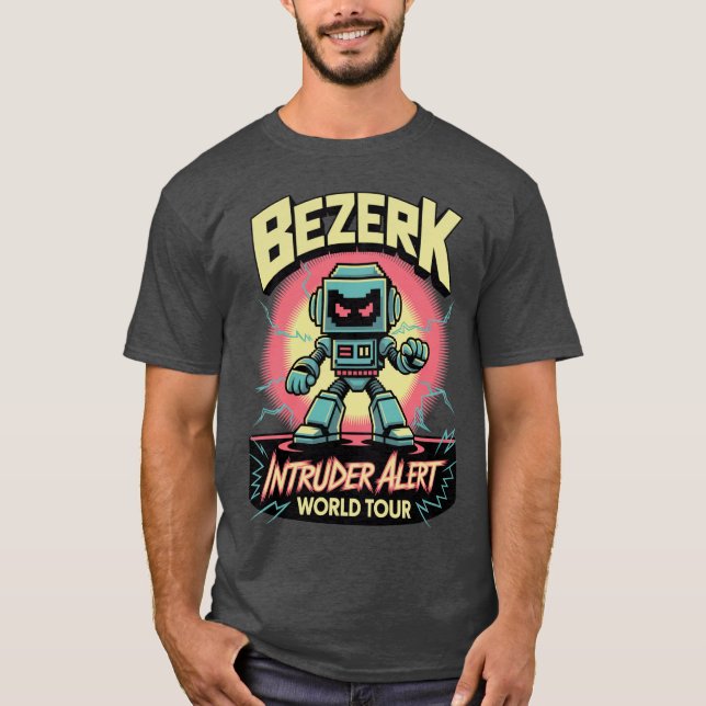 Bezerk Intruder Alert World Tour Retro Arkadspel  T Shirt (Framsida)