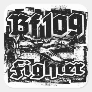 Bf 109 Fyrkantstreck Fyrkantigt Klistermärke