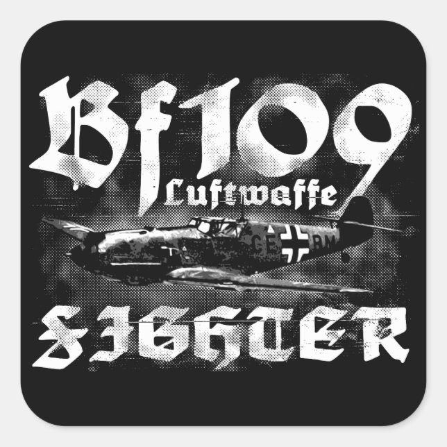 Bf 109 Fyrkantstreck Fyrkantigt Klistermärke (Framsida)