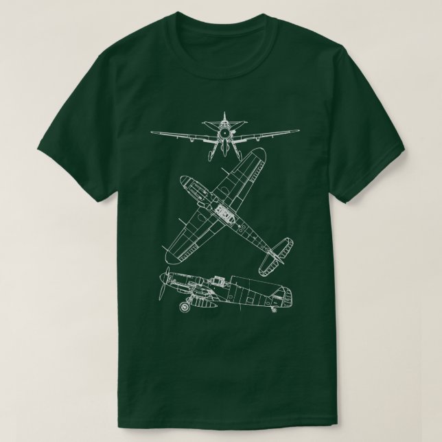 Bf 109 Messerschmitt Blueprint  T Shirt (Design framsida)