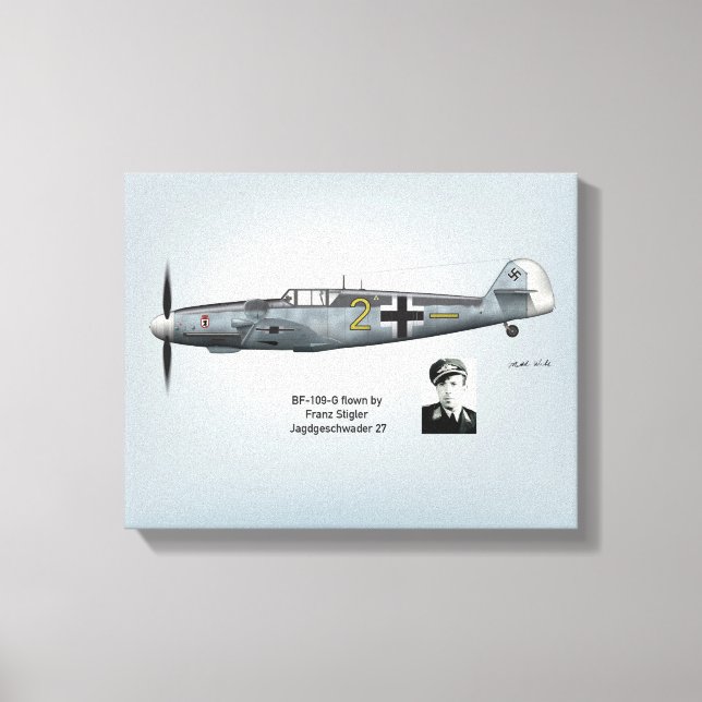 BF-109G Franz Stigler-profil Canvastryck (Framsida)