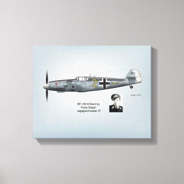 BF-109G Franz Stigler-profil Canvastryck (Framsida)