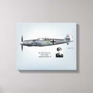 BF-109G Franz Stigler profilerar Canvastryck