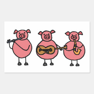 BF-Three Little Musical Grisar Sticker Rektangulärt Klistermärke