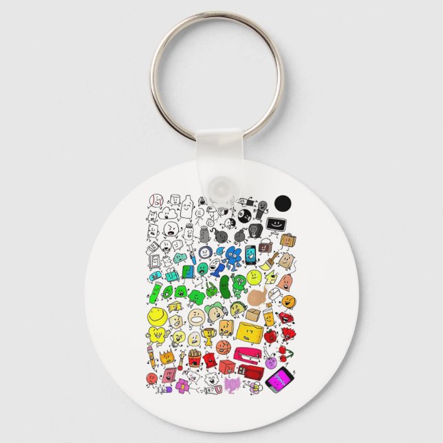 Bfdi Inanimate Insanity Alla tecken _1 Nyckelring (Framsida)