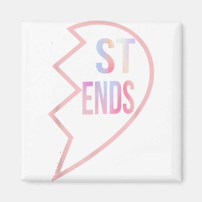 BFF 1-hjärta i 2 bästa vänner som matchar andra de Magnet (Framsidan)