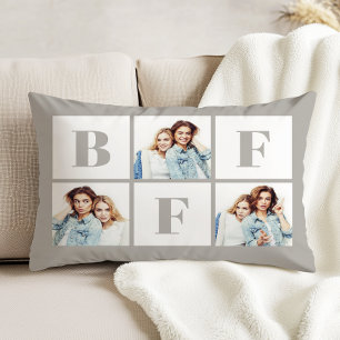 BFF 3 Foto Collage Bästa Vänner Grå Prydnadskudde