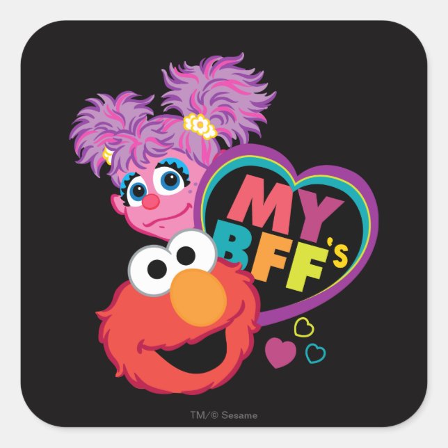 BFF Abby och Elmo Fyrkantigt Klistermärke (Framsida)