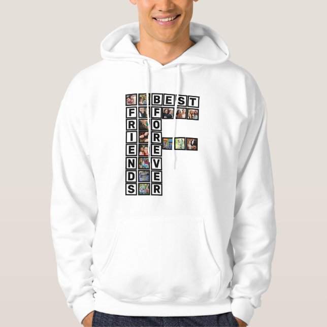 BFF Bästa vänner för 15 fotokollage-mall Hoodie (Framsida)