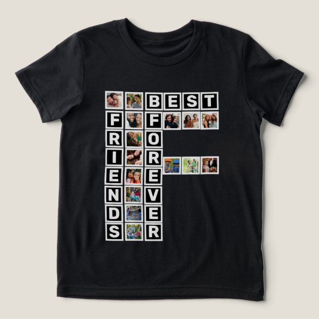 BFF Bästa vänner för 15 fotokollage-mall T Shirt (Design Framsida)