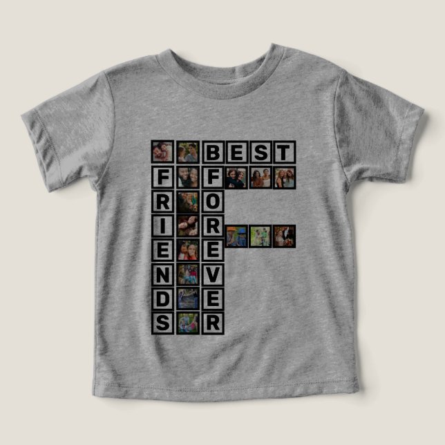 BFF Bästa vänner för 15 fotokollage-mall T Shirt (Design Framsida)