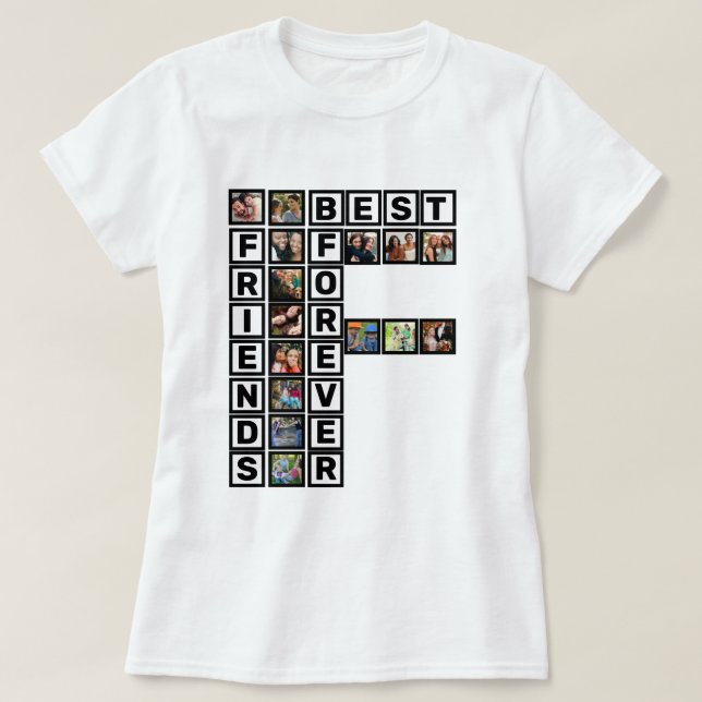 BFF Bästa vänner för 15 fotokollage-mall T Shirt (Design framsida)
