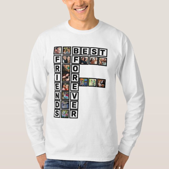 BFF Bästa vänner för 15 fotokollage-mall T Shirt (Framsida)