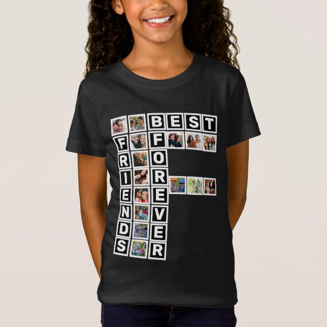 BFF Bästa vänner för 15 fotokollage-mall T Shirt (Framsida)