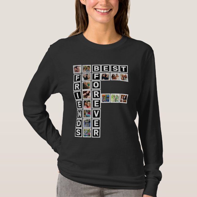 BFF Bästa vänner för 15 fotokollage-mall T Shirt (Framsida)