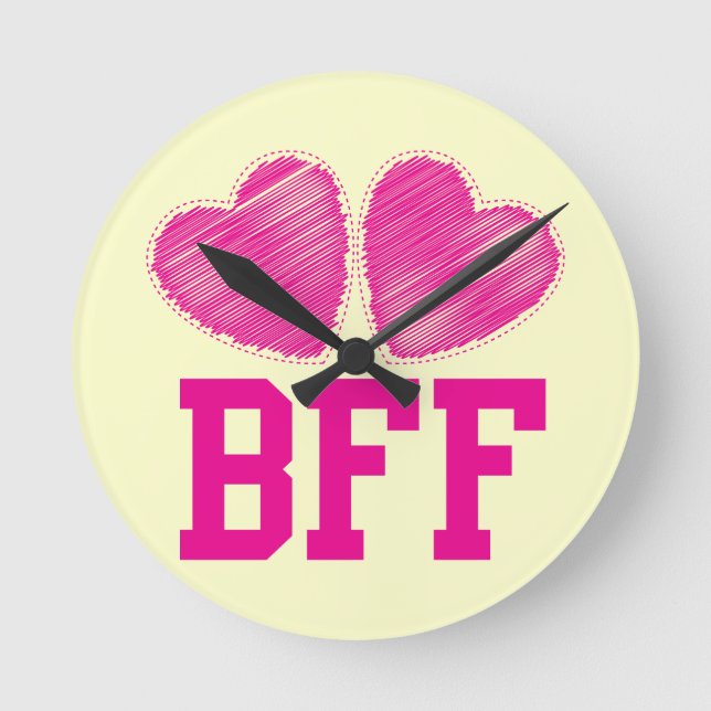 BFF Bästa vänner för alltid med kärlek-hjärtan Rund Klocka (Framsida)