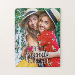 BFF Bästa vänner för evigt modernt foto Pussel<br><div class="desc">Trendig BFF-fotopussel med en modern Best Friends Forever-övertäckning i mörk grått-modern text som dekorerats med ett sött rosa-hjärta. Anpassade enkelt genom att lägga till ditt favoritfoto.</div>
