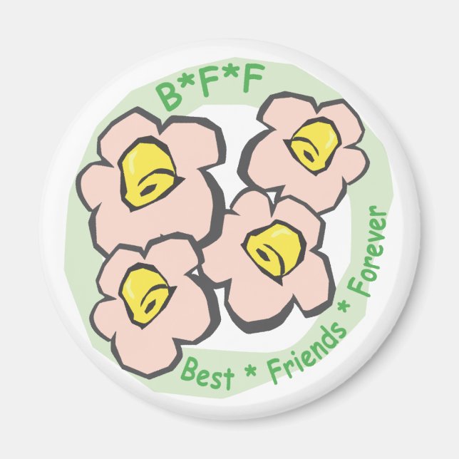 BFF Bästa vänner för Rosa Flowers Magnet (Framsidan)