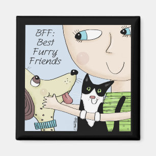 BFF: Bästa vänner-Hårig med Hund och katt Magnet