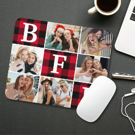 BFF Bästa Vänner Röd Plaid Minnesbilder Musmatta