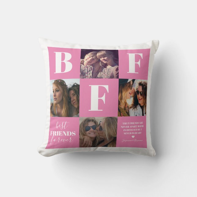 BFF Besties Photo Collage Rosa Kudde (Framsida)