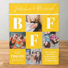 BFF Besties Photo Collage Solros Gult Fleecefilt