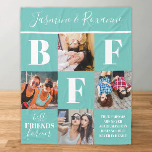 BFF Besties Photo Collage Teal Fleecefilt