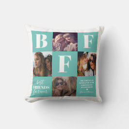 BFF Besties Photo Collage Teal Kudde