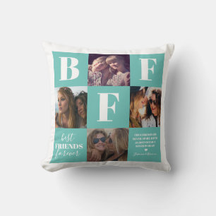 BFF Besties Photo Collage Teal Kudde