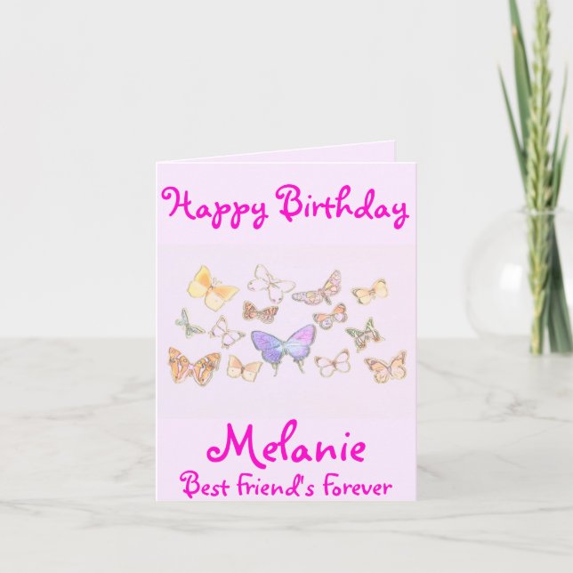 BFF Butterfly Birthday Card Kort (Framsida)