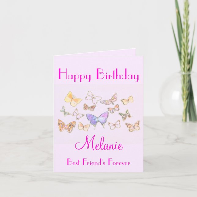 BFF Butterfly Birthday Card Kort (Framsida)