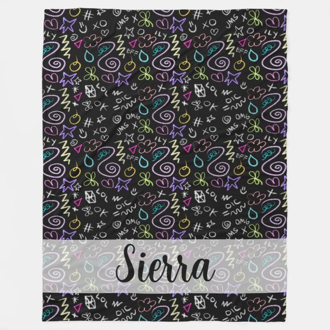 BFF Doodles - Faux Glitter Mönster Fleecefilt (Framsidan)