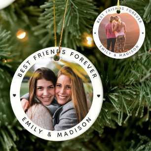 BFF för bästa vänner för moderna minimala Besties Julgransprydnad Keramik