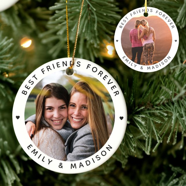 BFF för bästa vänner för moderna minimala Besties Julgransprydnad Keramik (Skapare uppladdad)