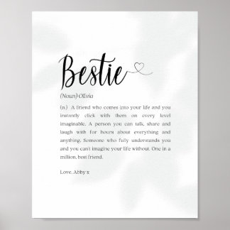 BFF för Bestie Definition Print, Personliger Poster