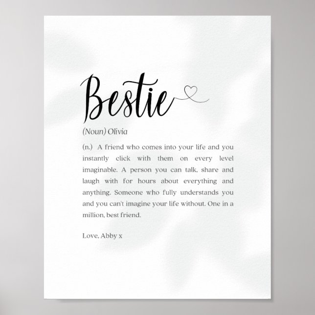 BFF för Bestie Definition Print, Personliger Poster (Framsidan)