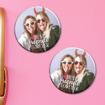 BFF-foto Bästa vänner för alltid Magnet<br><div class="desc">Modern BFF-fotomudde med trendiget Best Friends Forever övertäckt med vit,  modern text som dekorerats med ett sött rosa hjärta. Anpassade enkelt genom att lägga till ditt favoritfoto.</div>