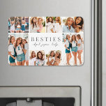 BFF-foto för bästa vänner Elegant Magnet<br><div class="desc">Personligen "Bästa vän" Stor fotomagnet. Den här enkla och hjärtliga fotomagneten är ett sött sätt att fira din vänskap. Den har plats för åtta foton, placerade runt gräns för att visa dina favoritminnen tillsammans, samtidigt som fokus ligger på den meningsfulla texten i mitten. I mitten visas "Bästa vän" i ett...</div>