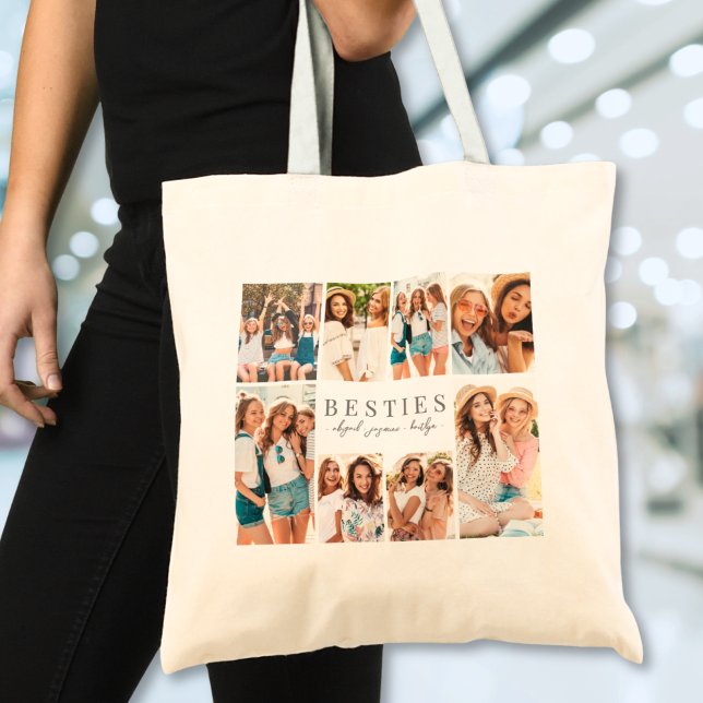 BFF-foto för bästa vänner Elegant Tygkasse (Best Friends Elegant BFF Collage Photo Tote Bag)