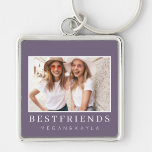 BFF-foto för bästa vänner i modern Chic Fyrkantig Silverfärgad Nyckelring