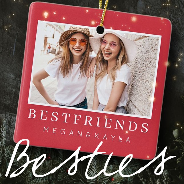 BFF-foto för bästa vänner i modern Chic Julgransprydnad Keramik (Skapare uppladdad)