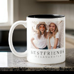 BFF-foto för bästa vänner i modern Chic Två-Tonad Mugg<br><div class="desc">Design består av roligt och lekfull typografi med sans serif- och serif-teckensnitt. Lägg till ett anpassningsbar-foto.</div>