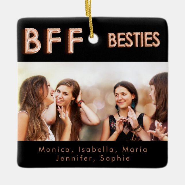 BFF-foto för bästa vänner, svarta besties från ro  Julgransprydnad Keramik (Framsida)