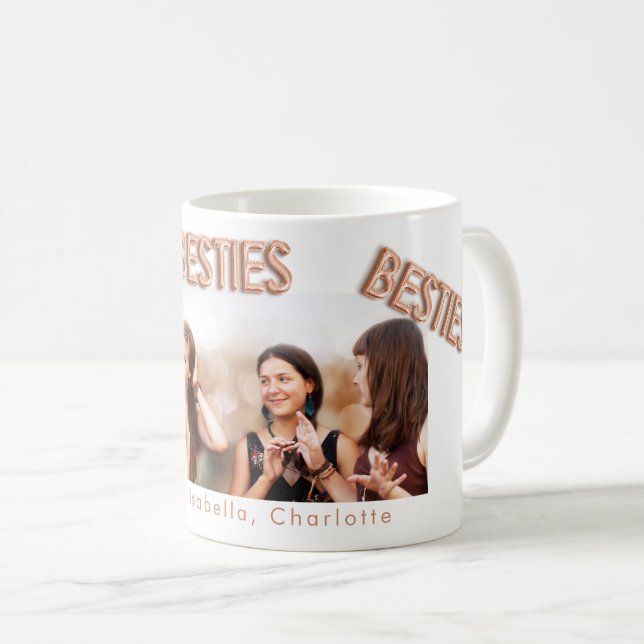 BFF-foto för bästa vänner vit ros guld Kaffemugg (Framsida höger)