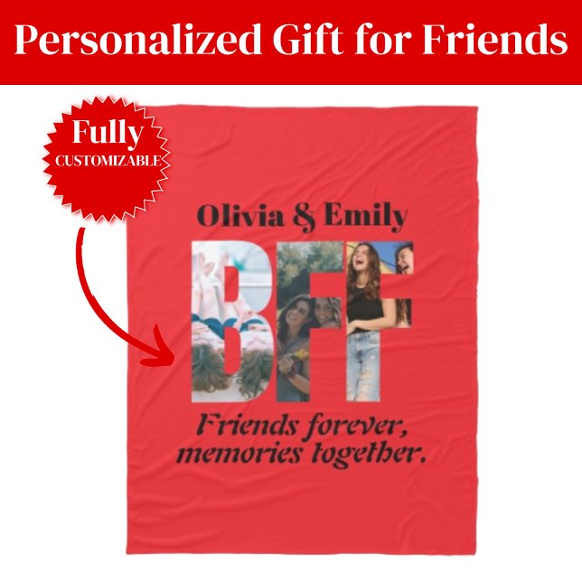 BFF Fotofluffmadrass – Personlig gåva Fleecefilt (BFF Photo Fleece Blanket – Personalized Gift)