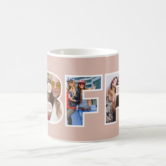 BFF Fotokollage Chic Trendig Rosa Besties Quote Kaffemugg (Center)