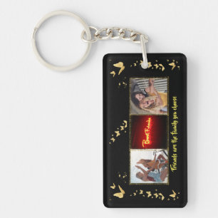 BFF-fotosvart nyckelkedja guld glitter-